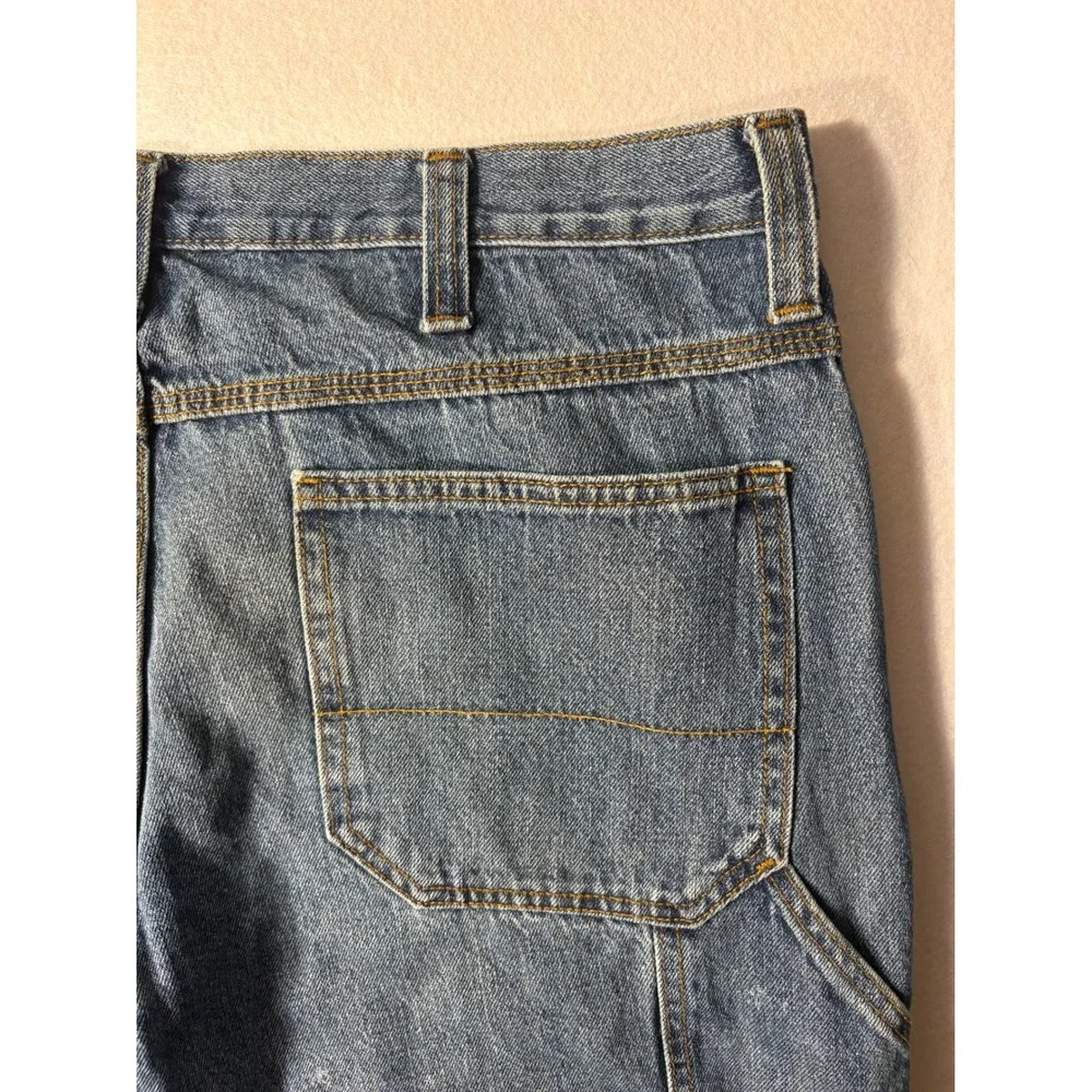 Faded Glory Men Carpenter Jean 34x32 Medium Wash Blue Denim Hammer Loop Workwear